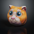 Cute Cartoon Cat Face Plush Toy With Big Blue Eyes Pink Nose And Whiskers
