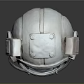 White Sci Fi Helmet With Transparent Face Shield And Side Tech Devices 3d model