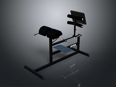 Fitness Weight Bench With Black Frame Padded Seat And Barbell Rack 3d model