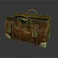 Vintage Brown Leather Briefcase With Metal Buckles And Leather Straps
