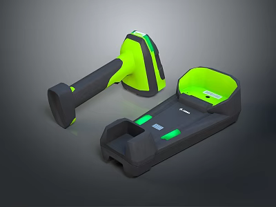Tactical Weapon With Neon Green And Black Ergonomic Handle Grip And Base Design 3d model