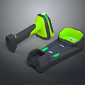 Tactical Weapon With Neon Green And Black Ergonomic Handle Grip And Base Design