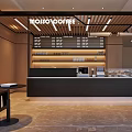 Modern Moxocoffee Cafe Interior Design With Counter Shelves And Strip Lighting