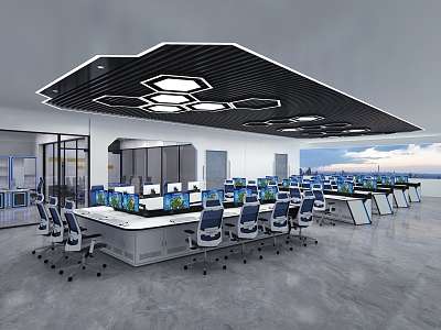 Command Center Multimedia Hall Intelligent Console Industrial Operation Desk High-tech Sense Booth Security Traffic Fire Monitoring Desk Single-link Double-link Three-link Stainless Steel Dispatching Computer Desk 3d model