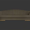 Modern Beige Curved Sectional Sofa With Striped Design And Golden Legs