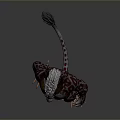 3D Fantasy Creature With Horns White Hair Spotted Skin Muscular Body Red Loincloth And Claws