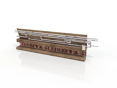 Architectural Double Layer Building Component With Metal Frames And Wooden Panels 3d model