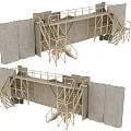 Building Exterior Wall Under Construction With Scaffolding Staircases And Support Frames 3d model
