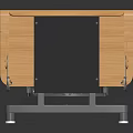 Single Bed Featuring Wooden Headboard Footboard Light Gray Mattress On Black Metal Frame With Wheels