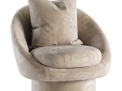 Comfortable Single Chair With Soft Fabric Cushion Rounded Armrest And Thick Seat 3d model