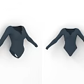 Stylish Dark Blue Long Sleeve V Neck Bodysuit For Modern Fashion Wear