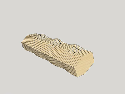 Modern Wooden Outdoor Chair With Striped Layered Design For Garden Patio Use 3d model