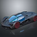 Sleek Gray Supercar With Blue Windows And Red Rims Design
