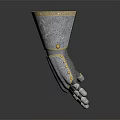 Medieval Armor Gauntlets With Ornate Design Gold Trim And Intricate Patterns