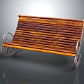 Outdoor Bench With Wooden Slats And Curved Metal Legs For Garden Use