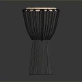 Traditional Handcrafted Djembe Drum With Natural Drumhead Carved Wooden Body And Decorative Chain