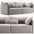 Modern Gray Sofa with Multiple Decorative Pillows in Neutral Tones for Living Room Interior 3d model