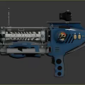 Sci Fi Blue Weapon with Scope Circular Component and Glowing Core Design 3d model