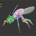 Futuristic Mechanical Insect 3D Model With Transparent Wings And Metallic Body