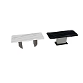 Modern Minimalist Dining Table With Sleek Black Top And Ribbed Metal Legs