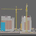 Construction Site With High Rise Buildings And Tower Cranes Under Construction 3d model