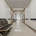 Hospital Outpatient Clinic Corridor With Doors Waiting Chairs And Lights