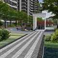 Modern White Pergola With Perforated Design And Green Urban Park Setting