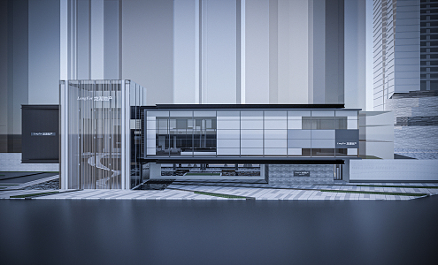 Modern sales office building demonstration area 3d model