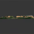 3D Natural Garden Landscape With Snow Capped Mountains Rivers And Coastal Beach