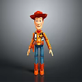 Toy Character With Red Hat Orange Striped Shirt Blue Jeans Brown Boots And Badge