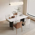 Modern Dining Table and Chair Combination Decorative Chandelier 3d model