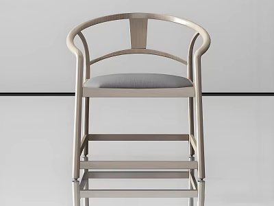 Modern Dining Chair With Curved Backrest Metal Frame And Gray Cushion Seat 3d model