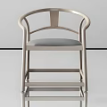 Modern Dining Chair With Curved Backrest Metal Frame And Gray Cushion Seat