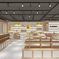 Modern Retail Store Interior With Wooden Shelves Display Tables Ceiling Lights And Neat Layout