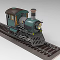 Classic Vintage Green and Brown Steam Locomotive Model on Tracks with Chimney