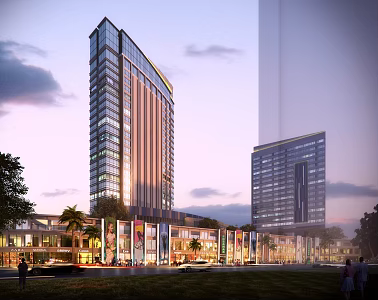 High-rise office building, residential apartment, office and commercial complex 3d model