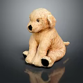 Adorable Light Brown Sitting Dog Stuffed Toy With Soft Plush And Black Paws