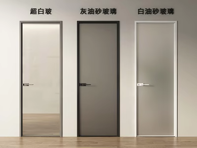 Stylish Hinged Doors with Ultra-White Grey and White Frosted Glass 3d model