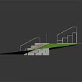 Stadium Grandstand Structure With Green Turf White Platform And Stone Steps