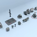 Weapon Models Collection Featuring Missile Radar Gun Turret And Control Panel Components 3d model