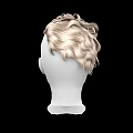 Game And Movie Character White Head Model With Blonde Curly Hair On Black Background
