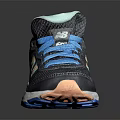 New Balance Running Shoes With Dark Gray Mesh Upper Blue Laces And White Orange Sole