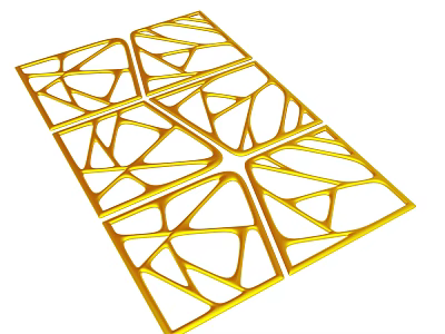 Golden Geometric Hollow Panels With Multiple Square Frames And Irregular Line Patterns 3d model