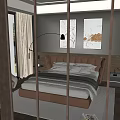 Modern Bedroom Interior Design With Leather Headboard Accent Chair Wall Art And Floor Lamp