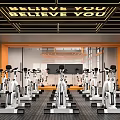 Spacious Modern Fitness Gym With Spinning Bikes And Motivational Ceiling Quote