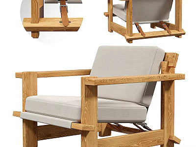 Single Sofa With Modern Wooden Frame Comfortable Fabric Seat And Armrest Design 3d model