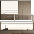 Modern Kitchen Interior With Wood Countertop Sink And Functional Cabinets