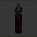 Classic Revolver Handgun With Wooden Grip Dark Metal Body And Sleek Design