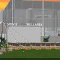 Outdoor Floral Display For Event With Lawn City Backdrop And Sunset Sky