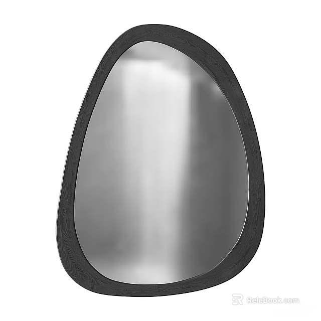 Decorative Modern Oval Shaped Mirror With Black Frame For Home Interior 3d model 